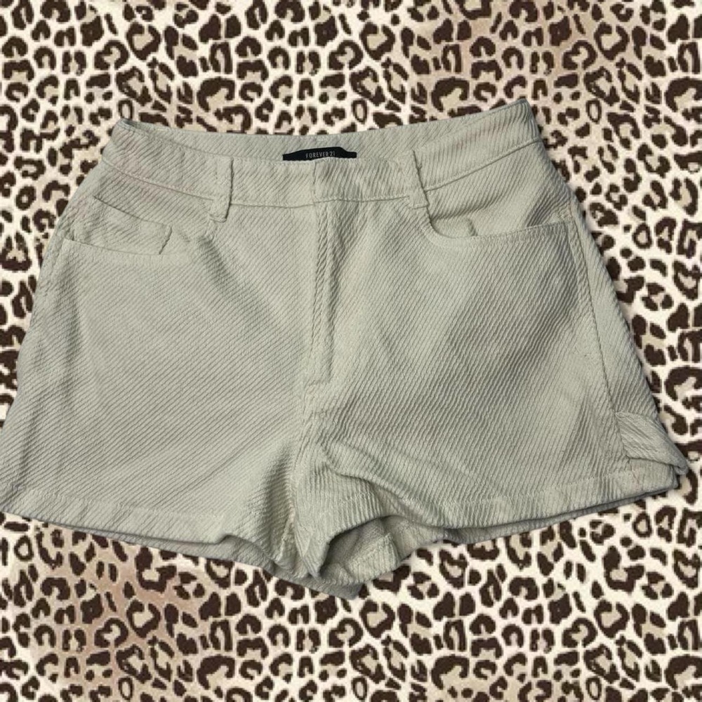 Forever 21 High-waisted 70s-inspired Cream Corduroy Shorts